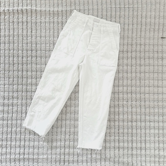 MOTHER White the Patch Pocket Private Ankle Fray Jeans - Picture 2 of 5
